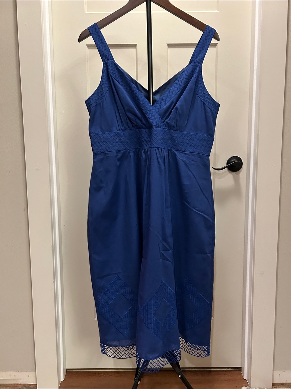 Jones New York Royal Blue Midi Dress with Textured Waist
